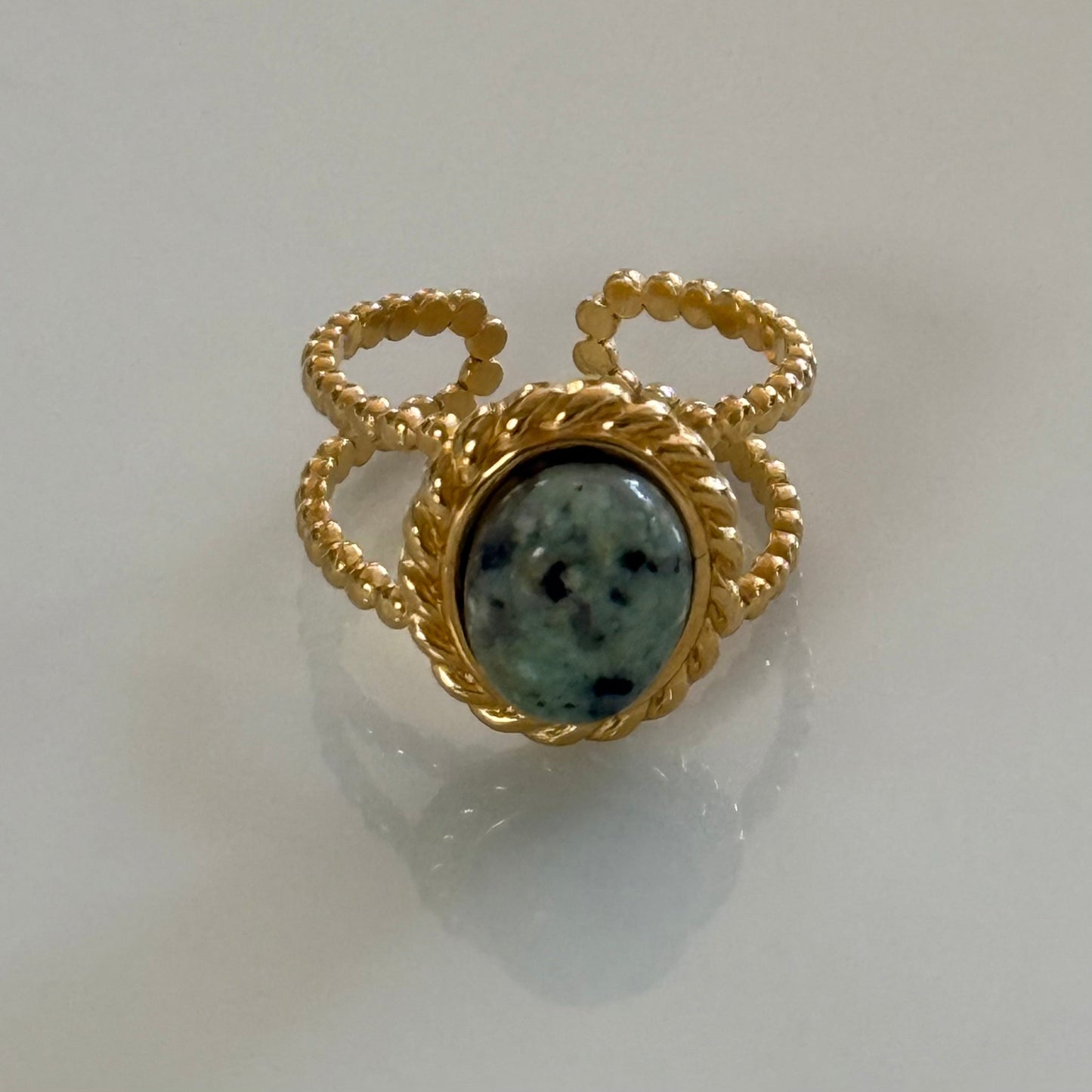 Adjustable Gold Ring With Agate Stone