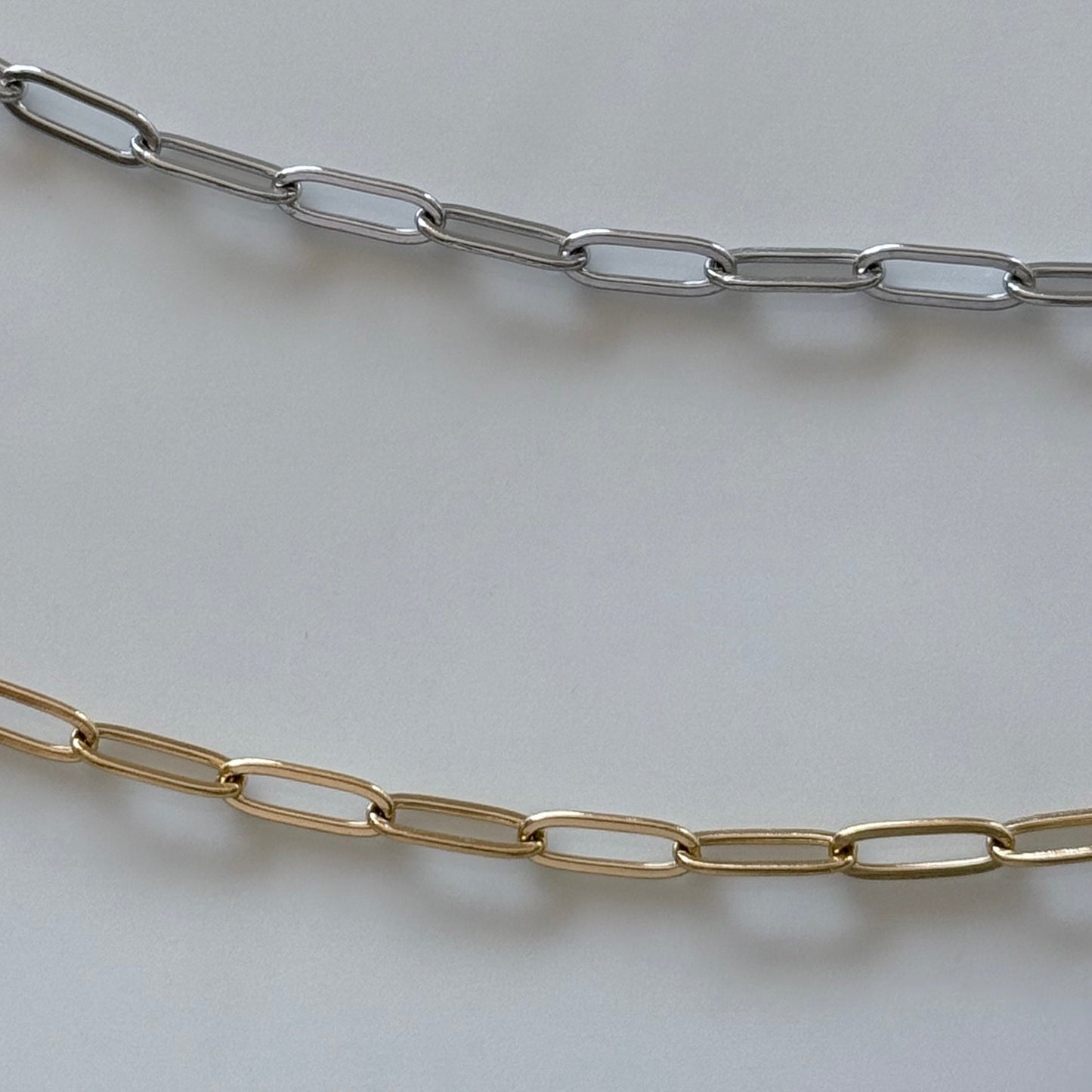 Gold paperclip chain necklace and Silver paperclip chain necklace