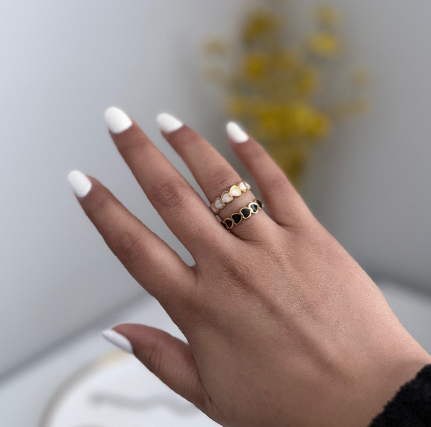 Heart Enamel Ring Set