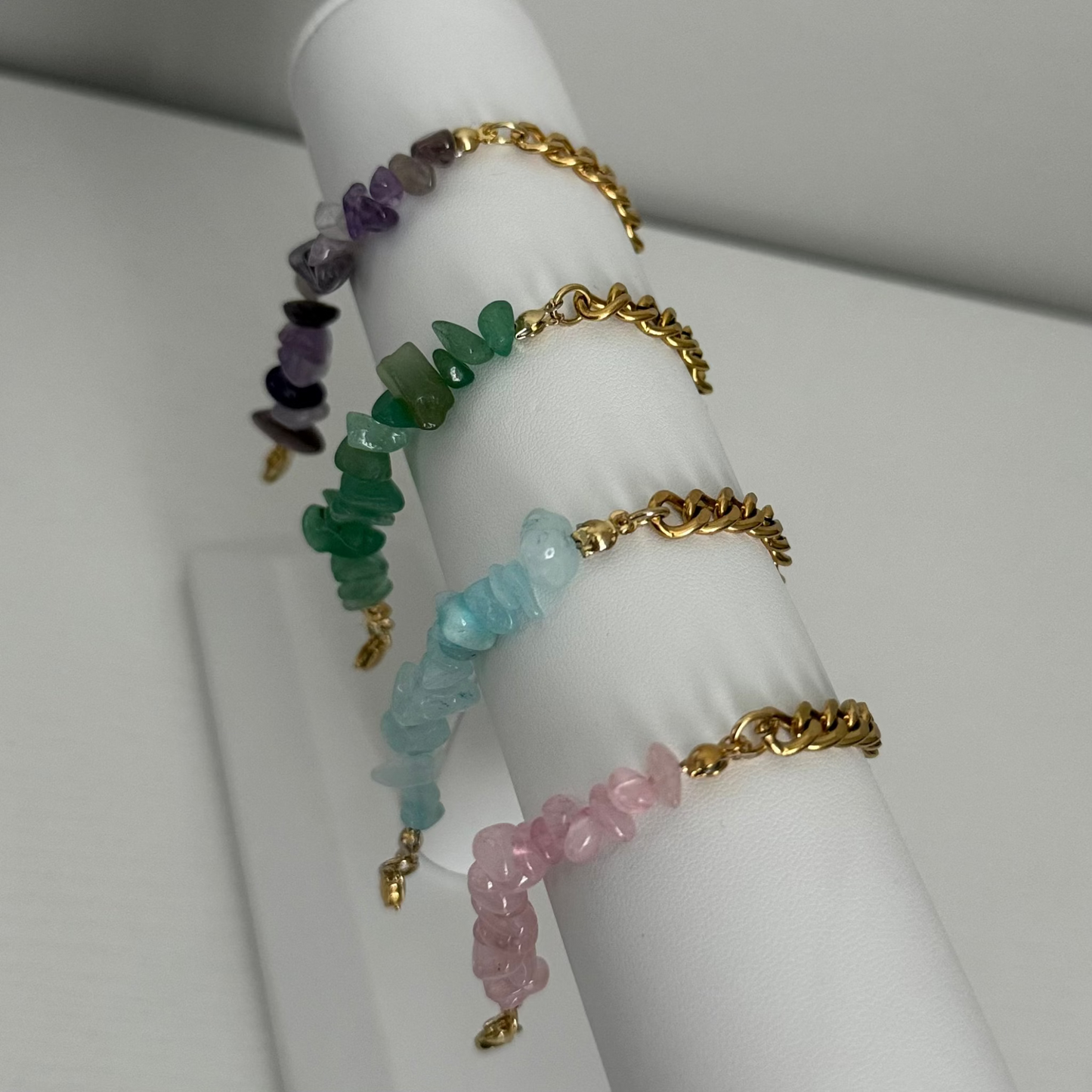 Natural stones bracelts in purple,green, pink and blue