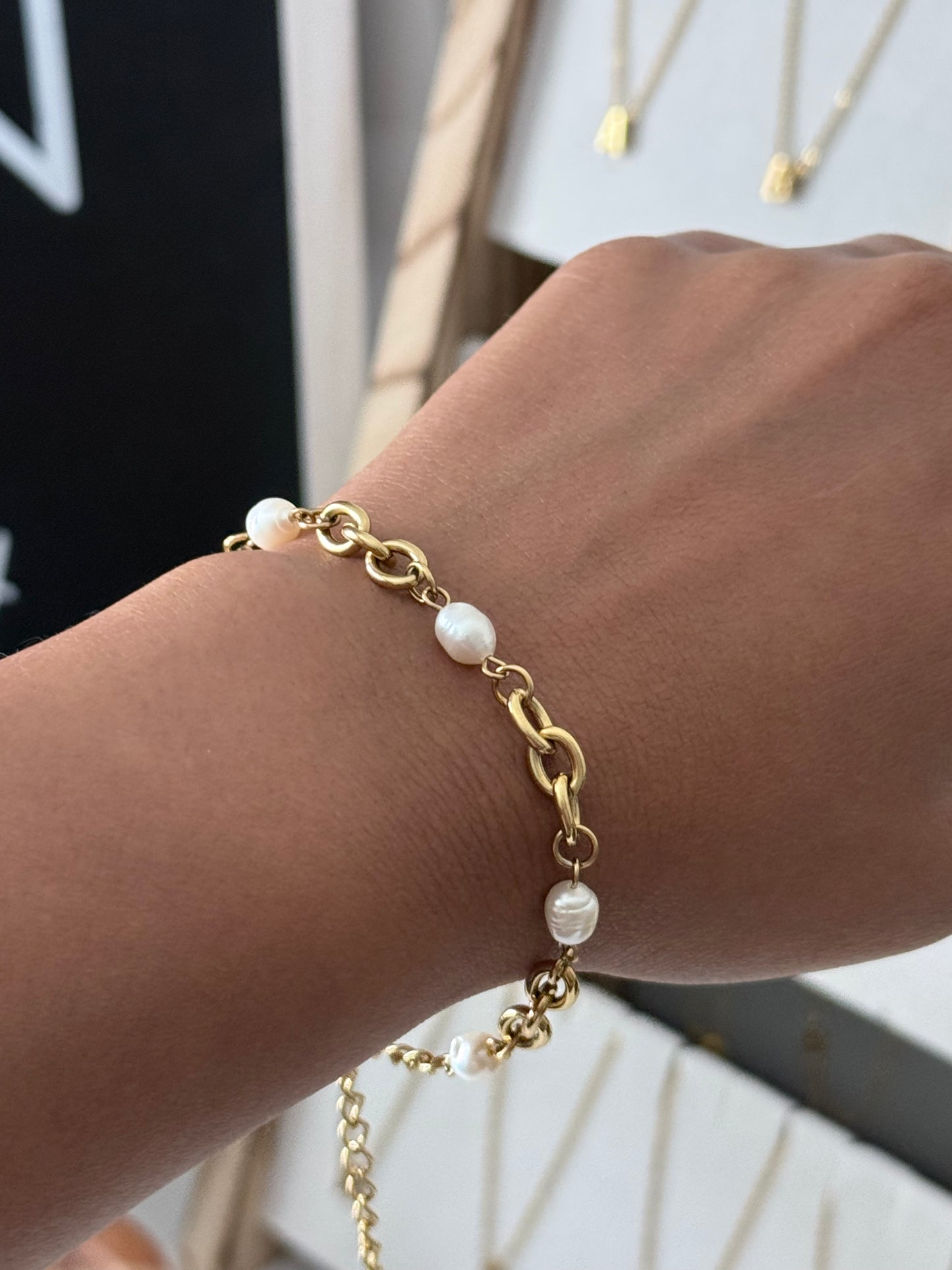 Fresh Water Pearl Chain Bracelet
