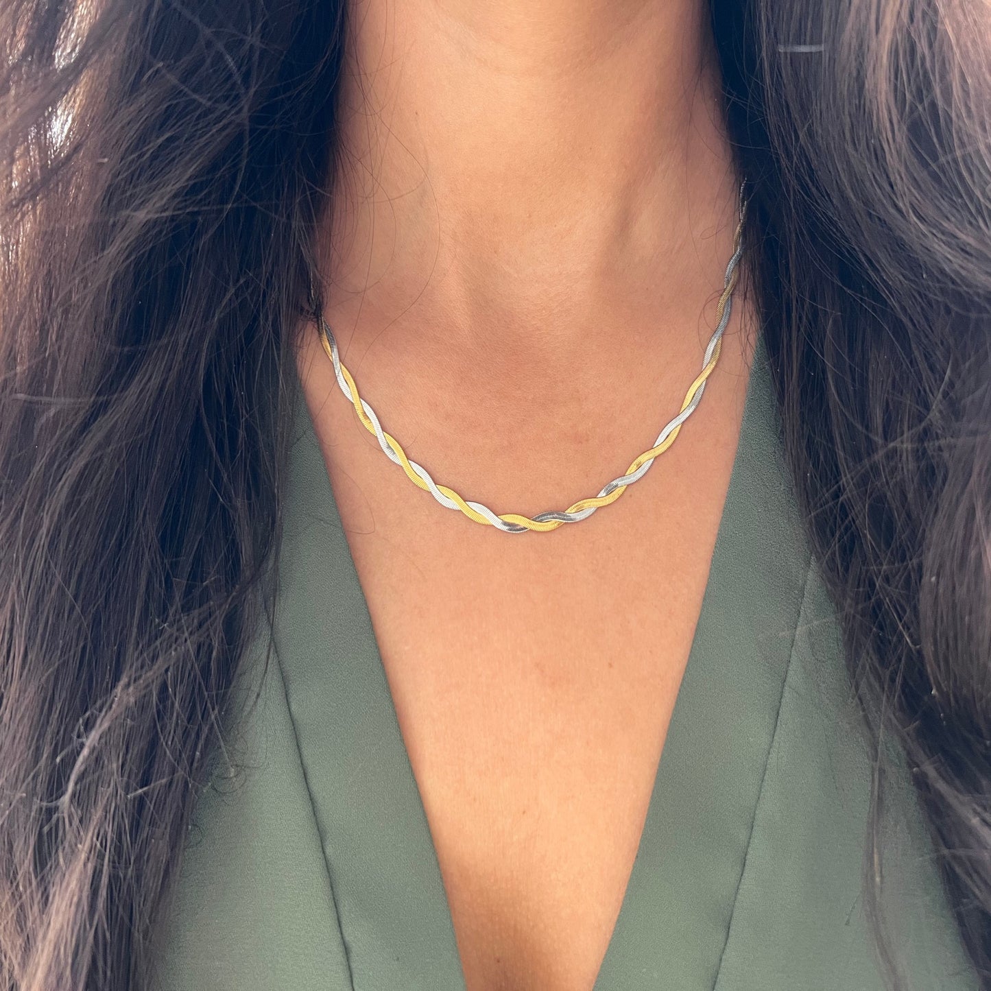 mixed metal snake necklace