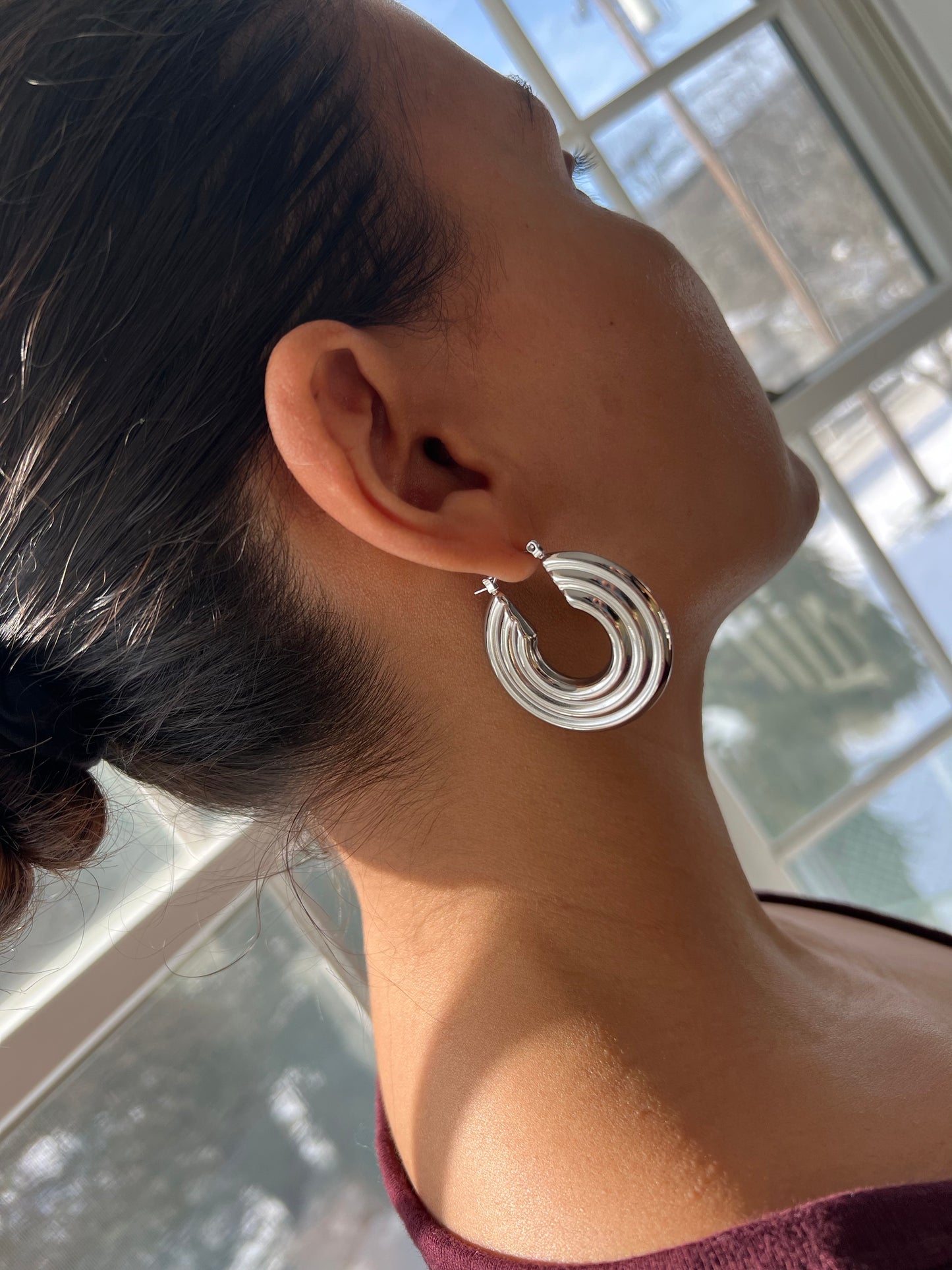 Silver Soleil Hoops