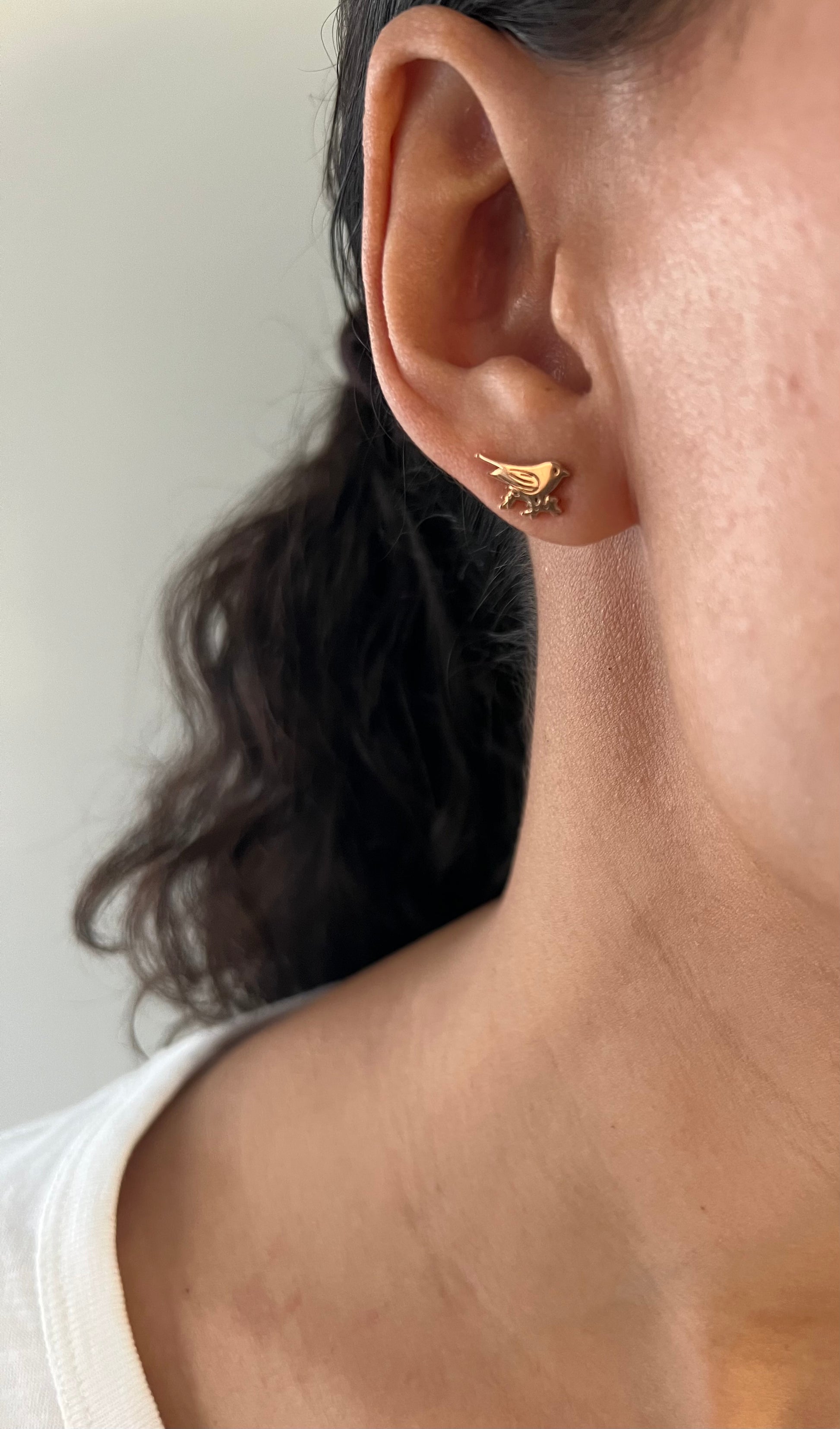 Rose Gold Bird Studs 