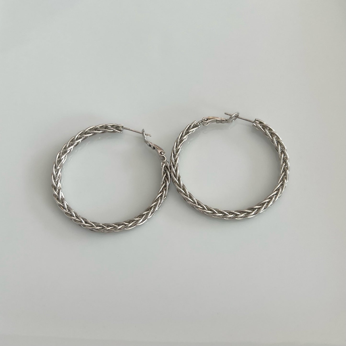 silver braided hoop earrings 