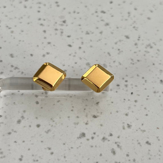 Gold Rhombus Stud Earrings