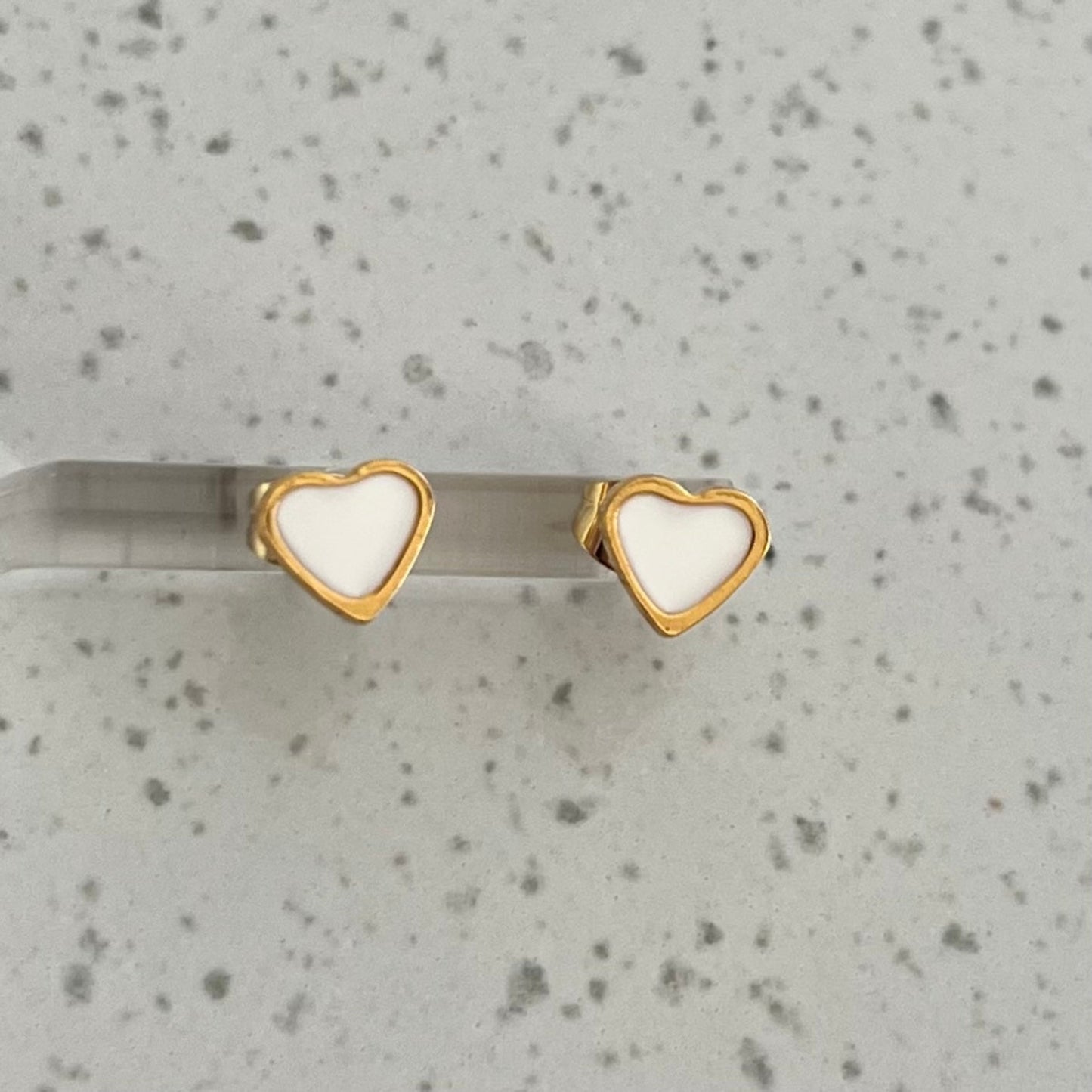 White Heart Stud Earrings