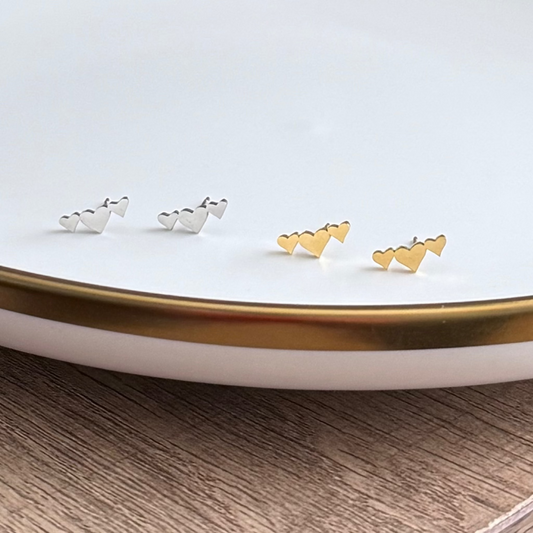 Heart Trio Stud Earrings