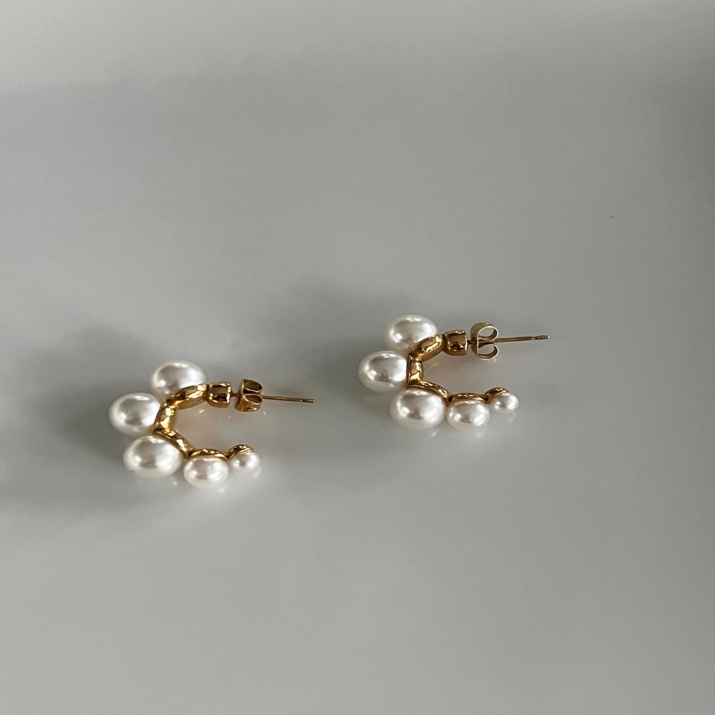 C Shape Pearl Earrings