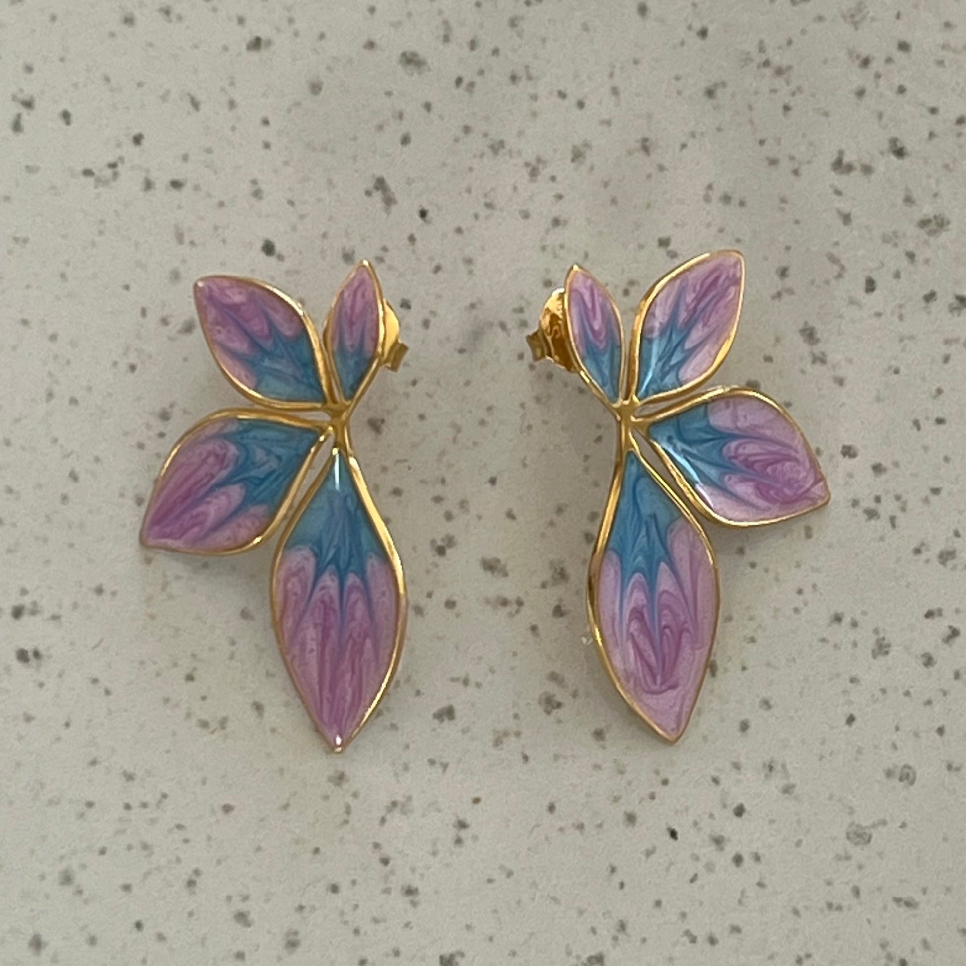 enamel petal earrings