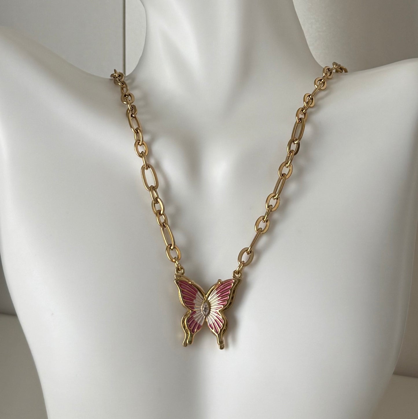 Pink Butterfly Necklace