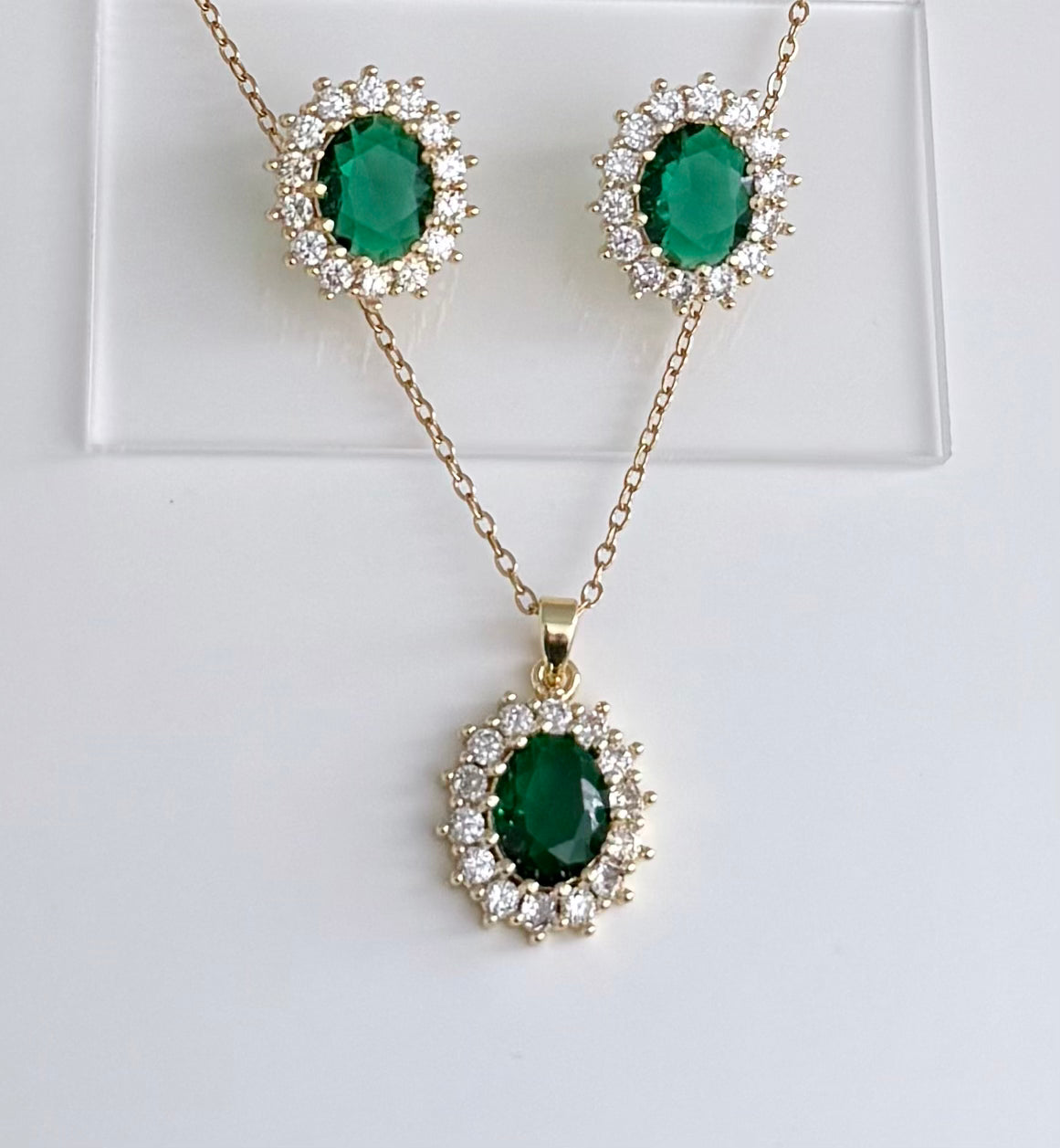 Regal Emerald Necklace & Earring Set