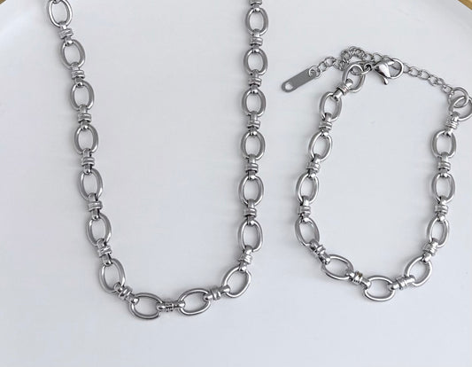 The Rolo Link Necklace and Bracelet Set