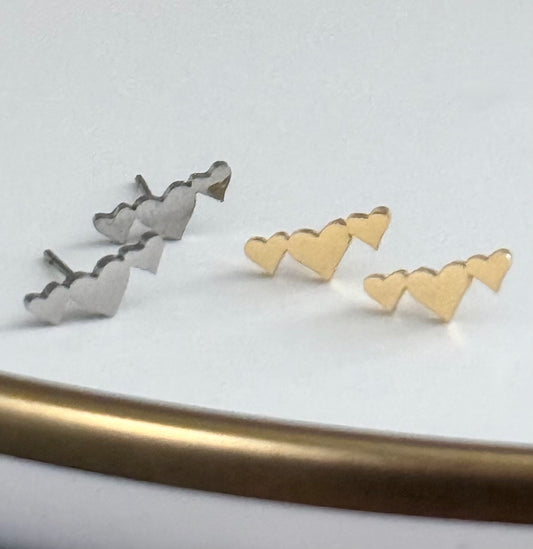 Heart Trio Stud Earrings