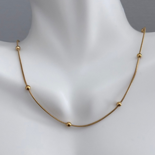 Gold Sphere Chain Necklace