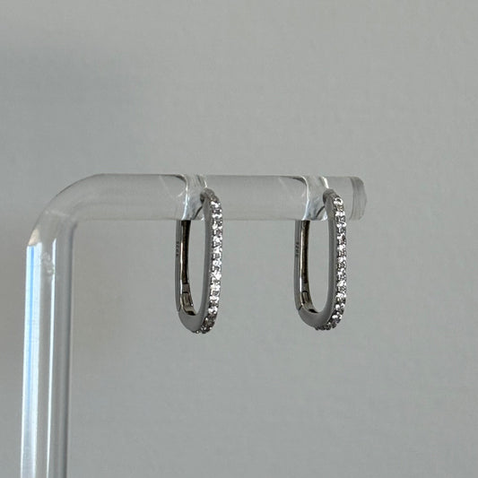 Pave Sterling silver link earrings with 