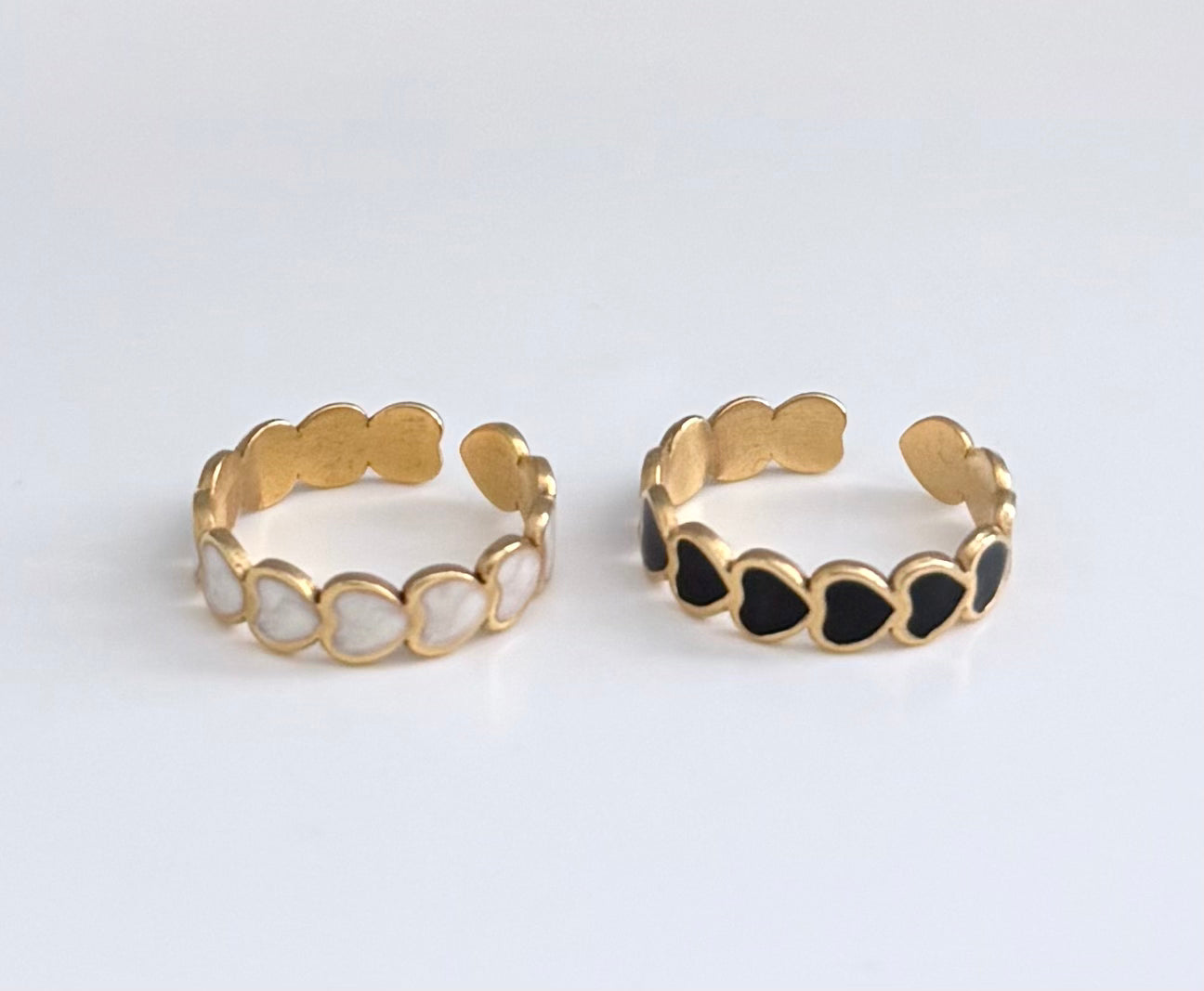 Heart Enamel Ring Set