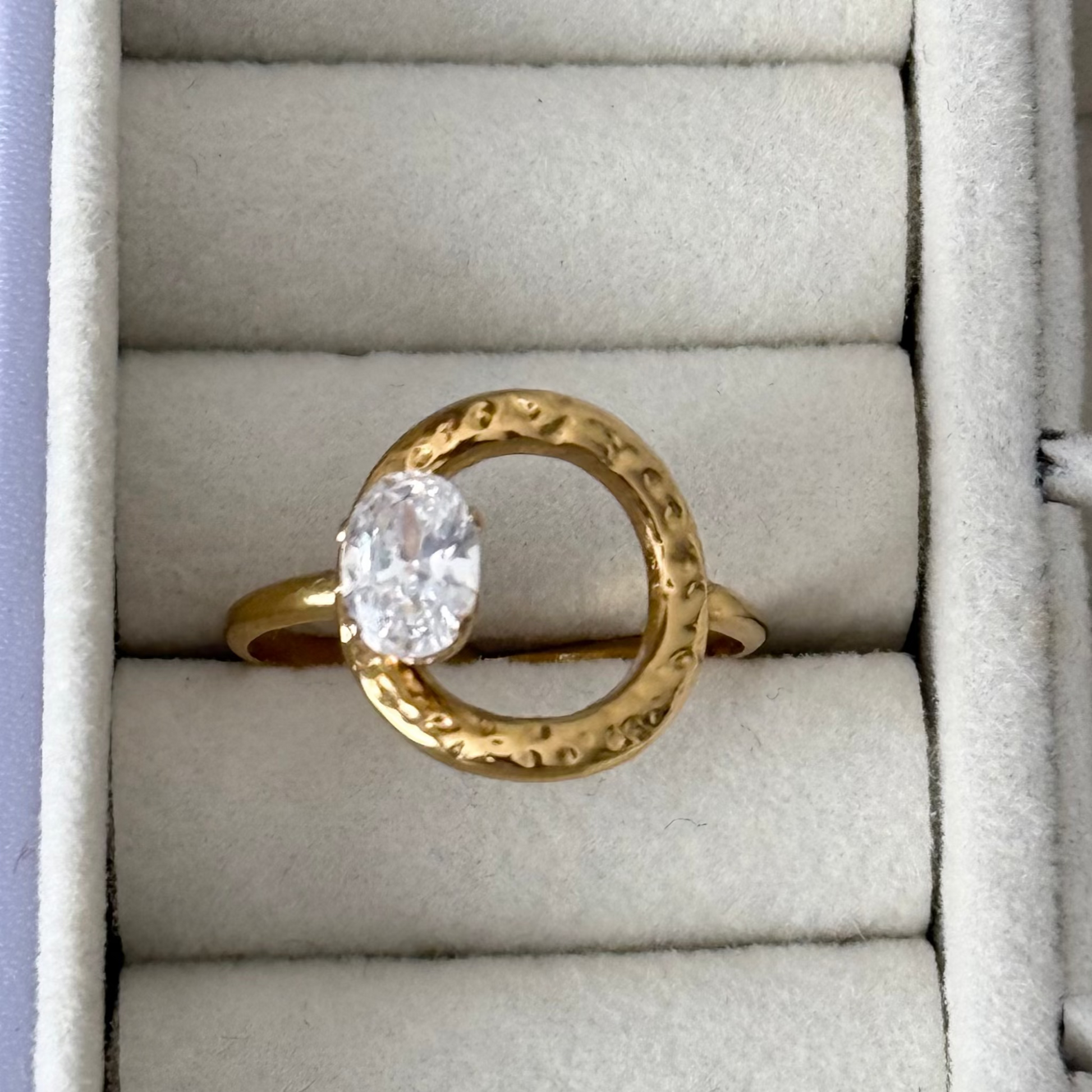Gold ring with a diamond in a jewelry box