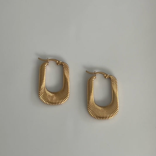 gold textured u shaped hoops