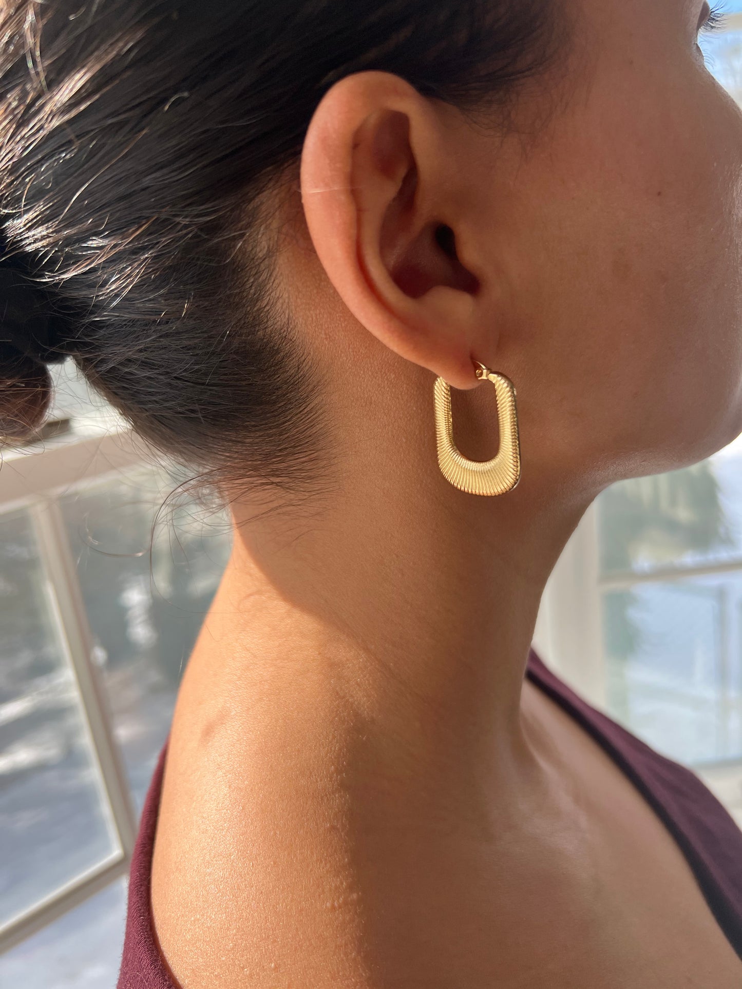 Gold Textured Hoops