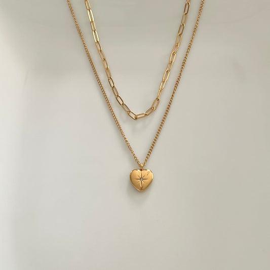 heart necklace in gold