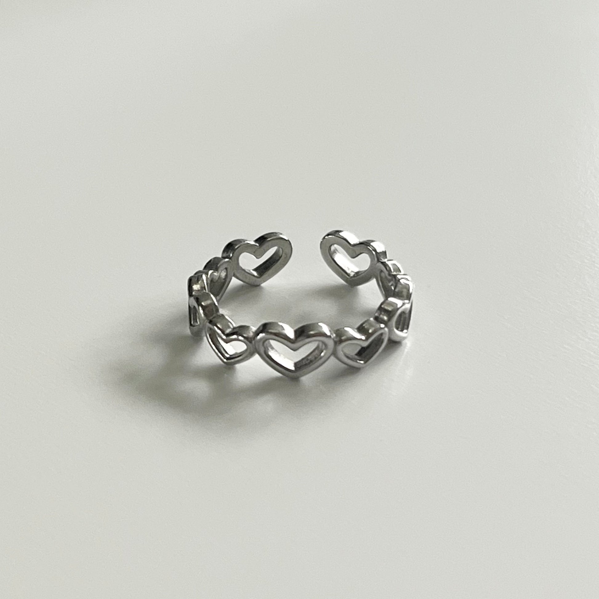 heart adjustable ring in silver