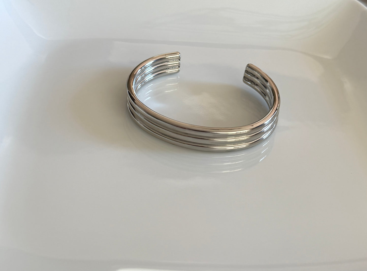 Silver Ridged Bangle