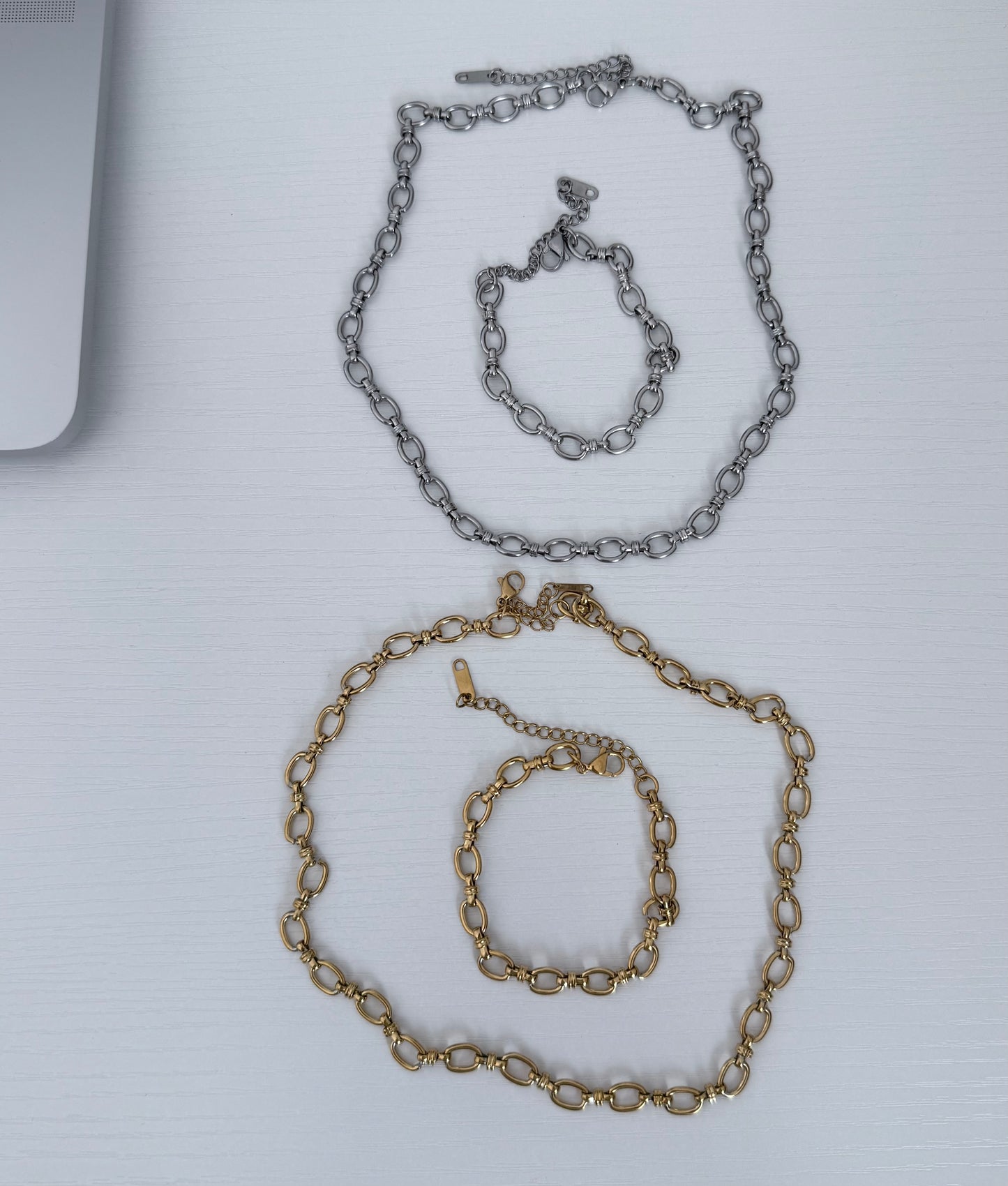 The Rolo Link Necklace and Bracelet Set