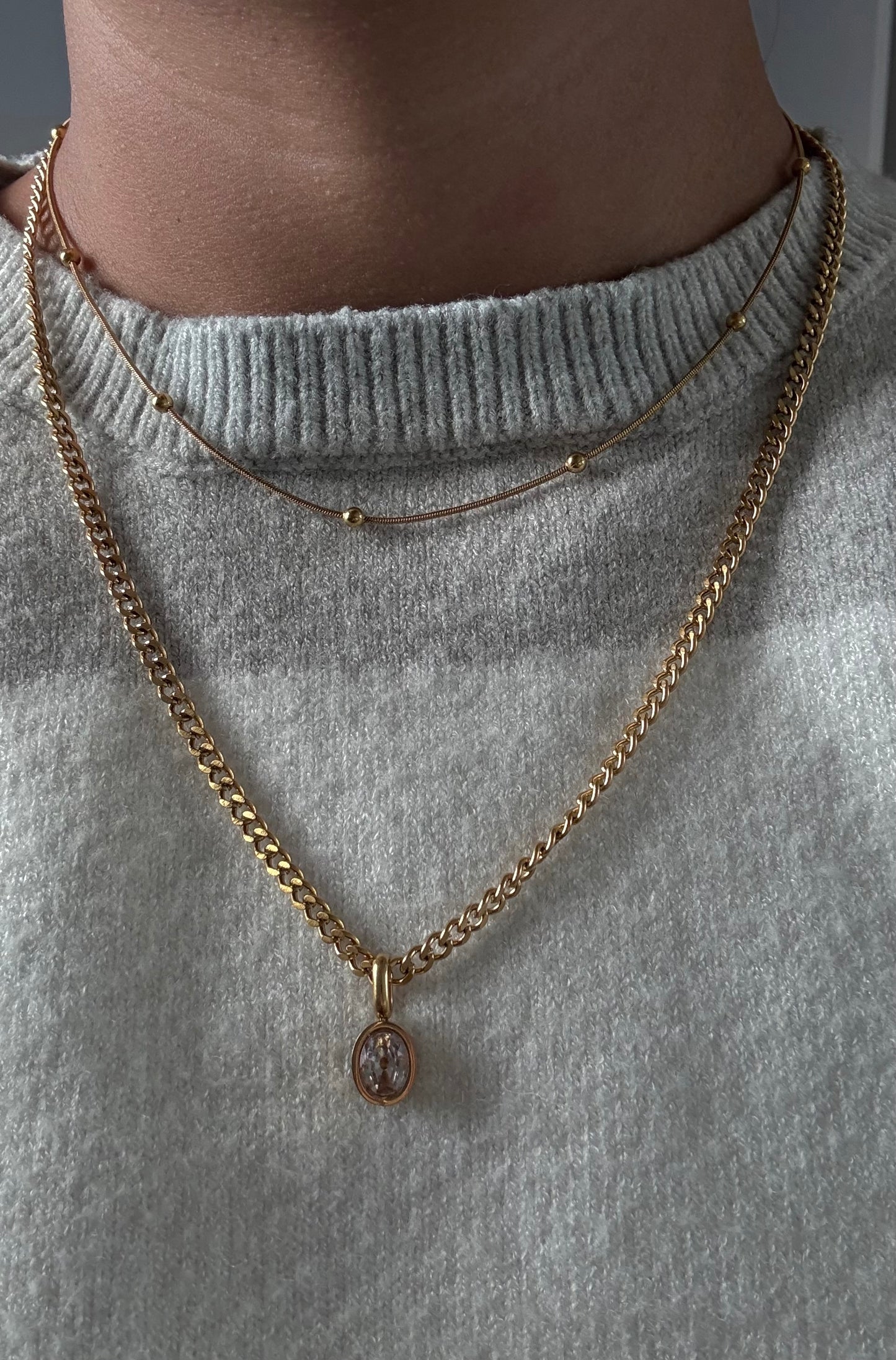 Oval Zircon Necklace