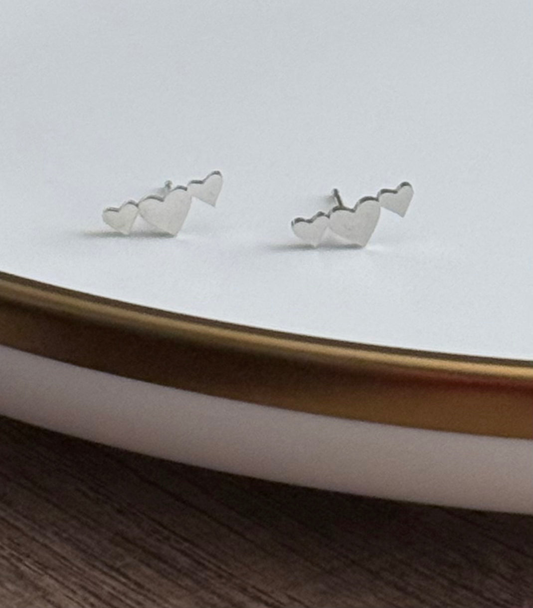 Heart Trio Stud Earrings