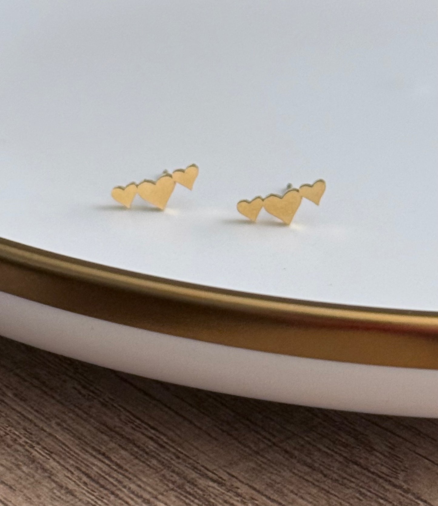 Heart Trio Stud Earrings