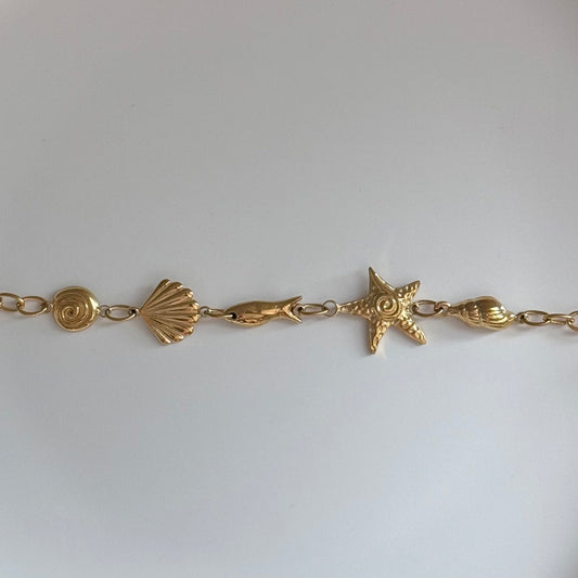 Ocean themed chocker necklace in gold