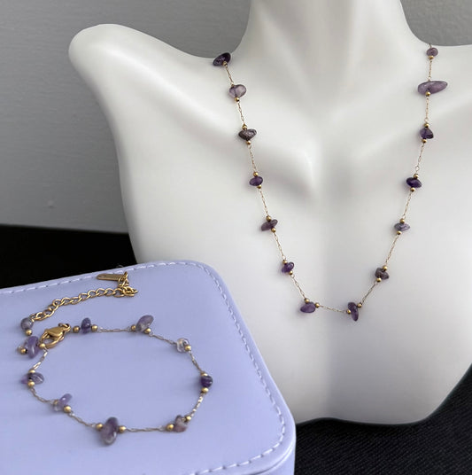 Amethyst necklace and Bracelet set