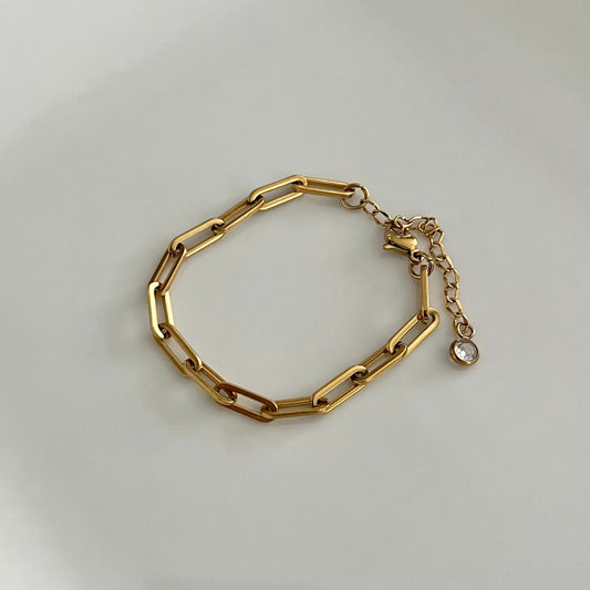 paper clip chain bracelet gold