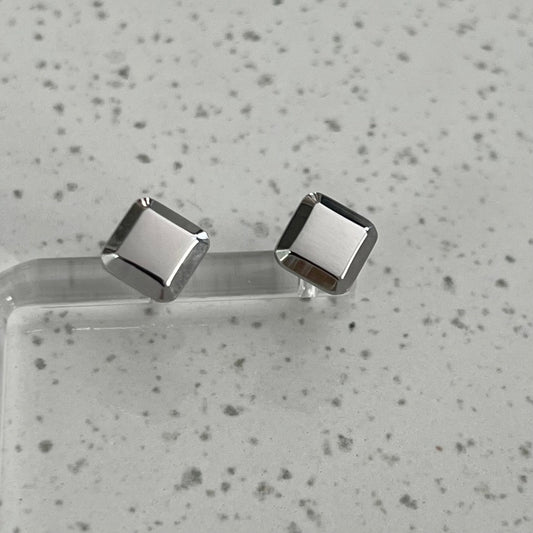 Silver Rhombus Stud Earrings