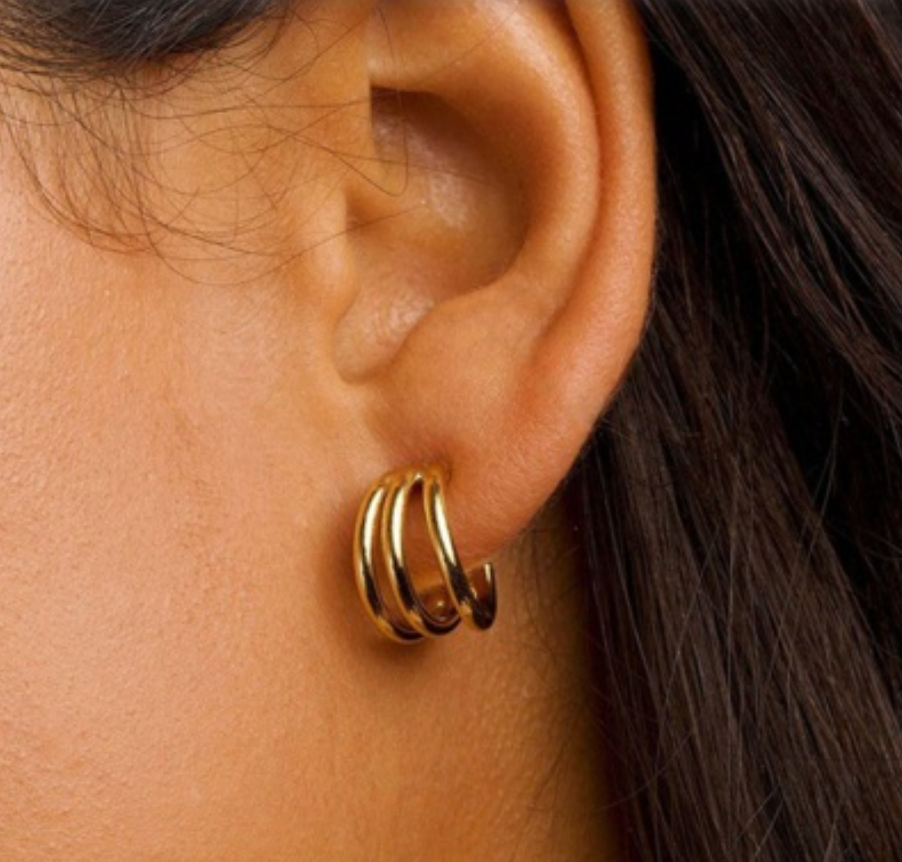 Triple Stranded Open Hoop Earrings