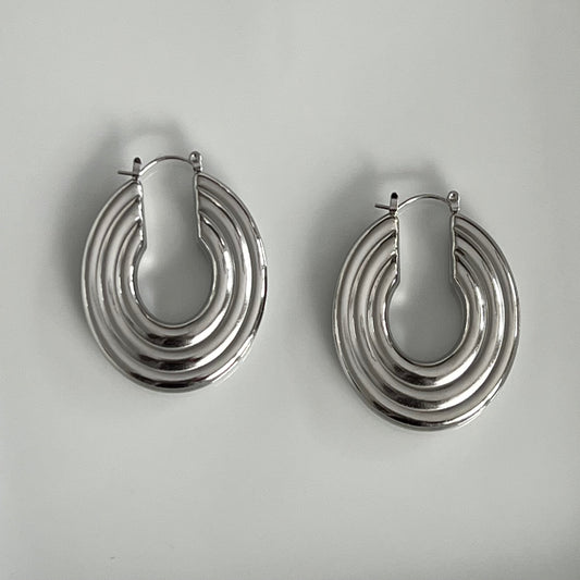 Silver large Hoops