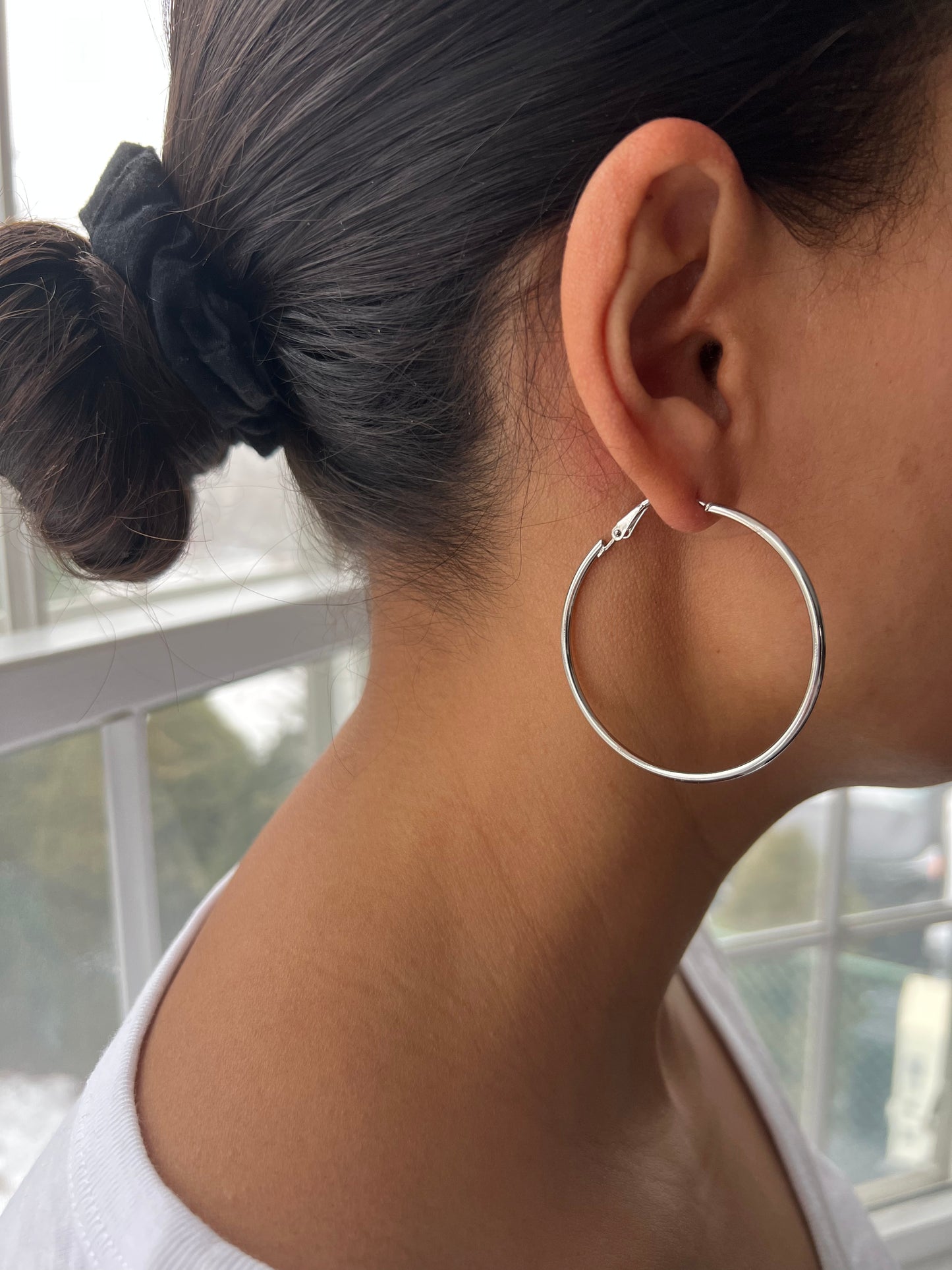 Silver large hoops