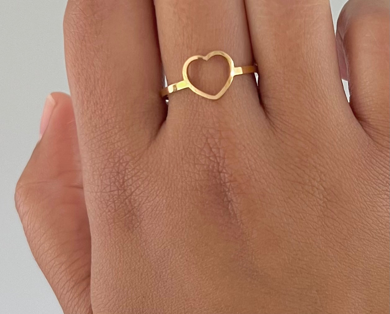 Simple Open Heart Adjustable Ring