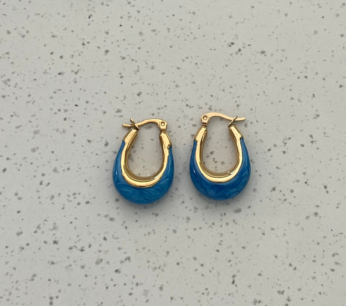 U Shaped Enamel Earrings