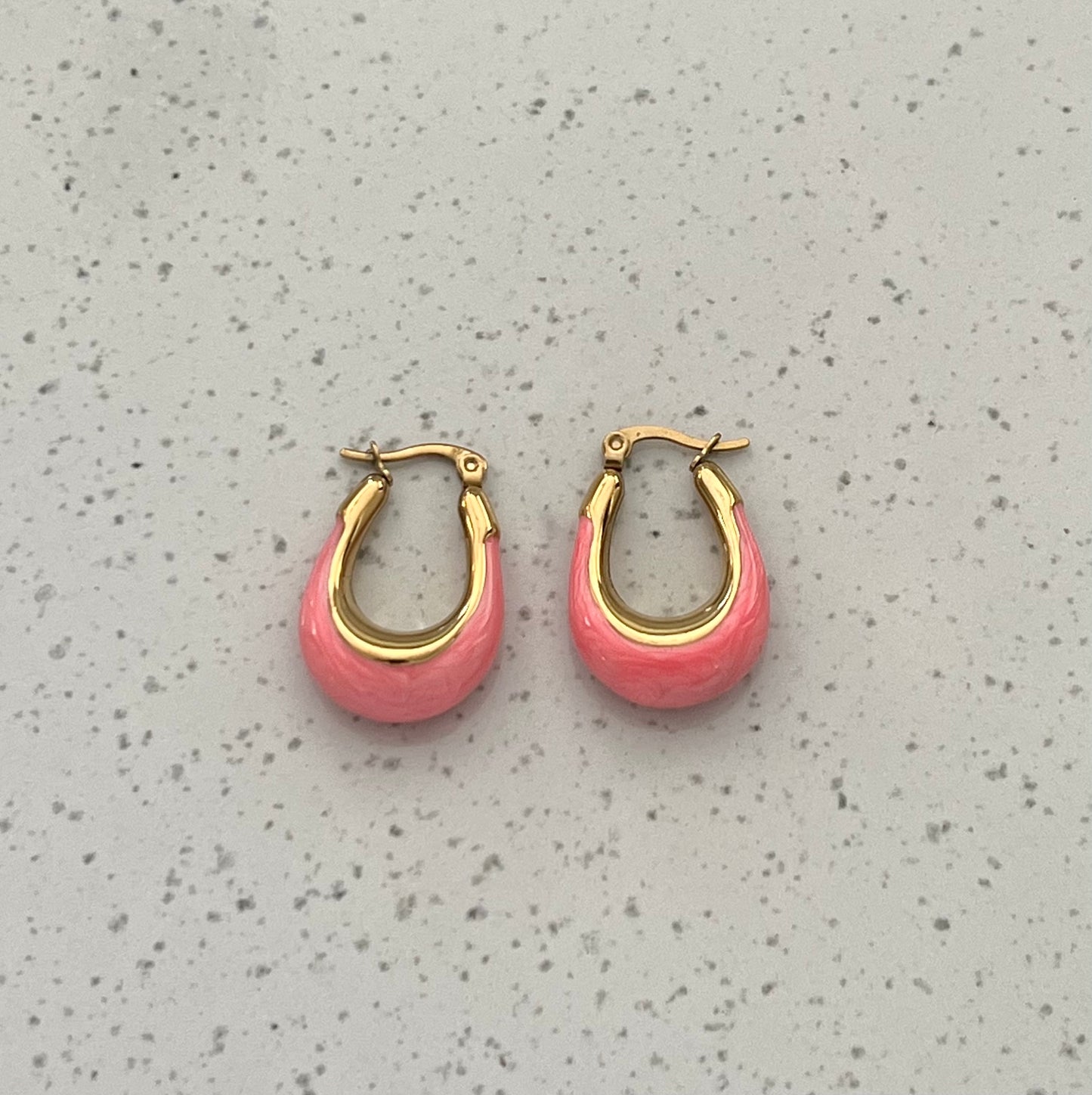 U Shaped Enamel Earrings