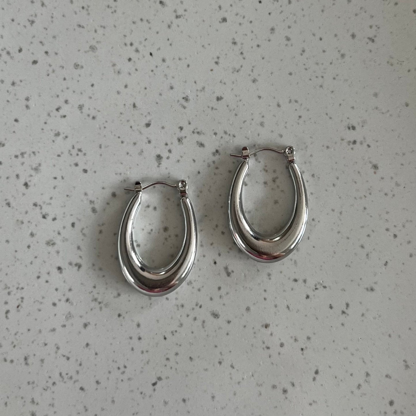 u shaped hoops in silver