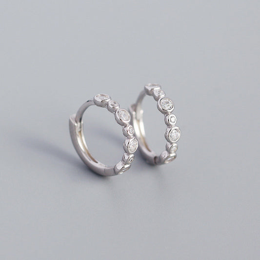 Mini Sterling Silver Rhinestone Hoops